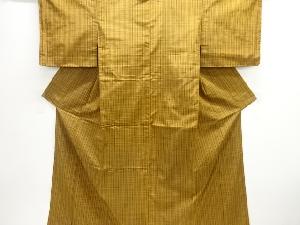 アンティーク　格子織り出し米沢紬着物